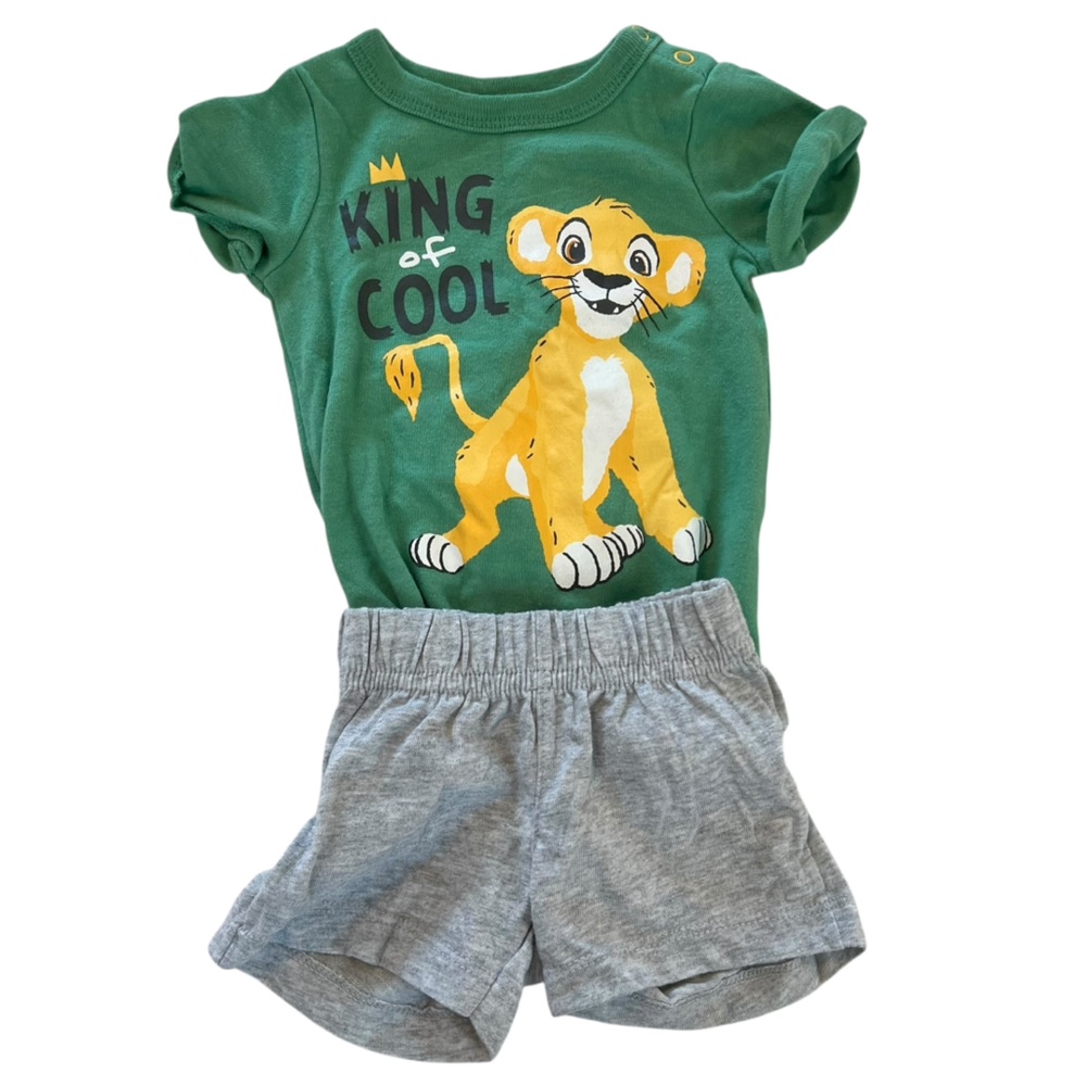 Disney Baby Simba Lion King Short Sleeve Set Infant Size 12M Pajamas Cotton